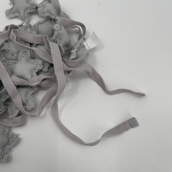 LAND OF NOD Star Garland Raw Fabric Hem Silver Gray Holiday Christmas New Years - Picture 8 of 11